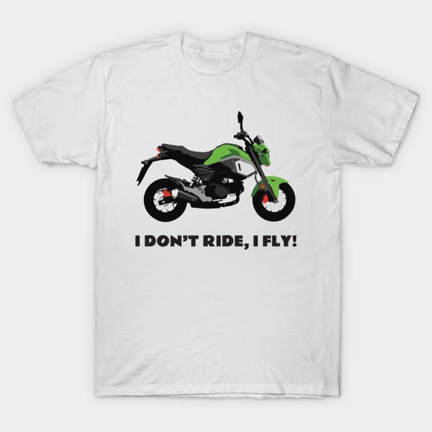 I don't ride, I fly! Honda Grom Orange 2020 T-Shirt by WiredDesigns